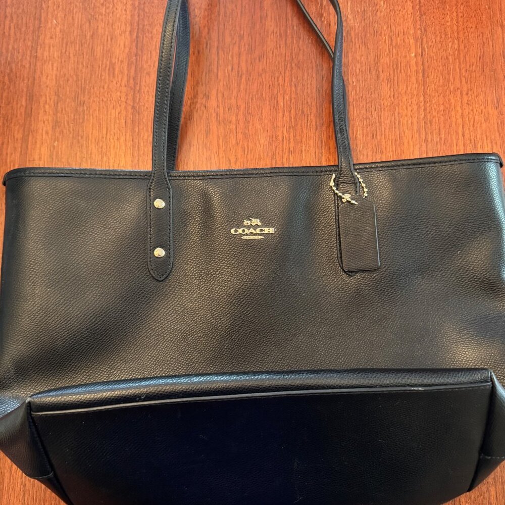 Coach Signature City Zip Tote, Large - Black Leather! GORGEOUS! NWOT